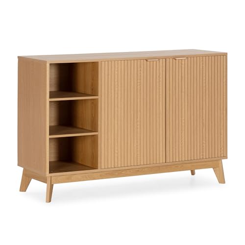 HOMN LIVING Aparador Oporto 2 Puertas Color Roble, 120 cm (Ancho) 40 cm (Profundo) 80 cm (Altura)