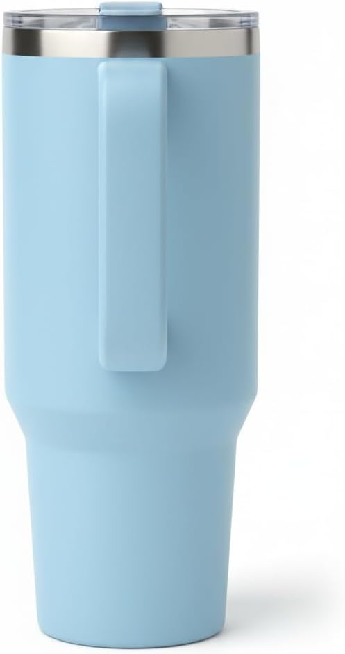 Shop Orbit 40oz Insulated Stainless Steel Tumbler with Handle, Lid & Straw – Double Wall Vacuum Travel Mug for Hot & Cold Drinks – BPA-Free Reusable Cup Fits in Car Cup Holder (Blue) - Image 2