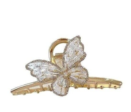 El Regalo Fancy Large Shark Hair Clutcher Clip - Metal Rhinestone Crystals Butterfly Hair Claw for Women - Wedding/Party Hair Accessories-picture-12