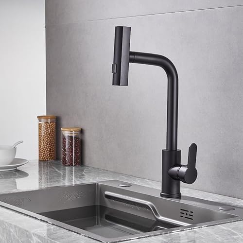 Grifo de cocina extraíble con rociador giratorio de 360°, mezclador blanco con diseño de cascada, grifo monomando para fregadero de agua fría y caliente, grifo moderno para fregadero de coci