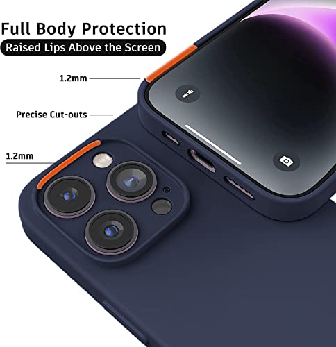 Image of Elzzi Microfiber Square Candy Case Compatible for iPhone 14 PRO MAX, Shockproof Slim Back Cover Liquid Silicone Case -Forest Green (Navy Blue)