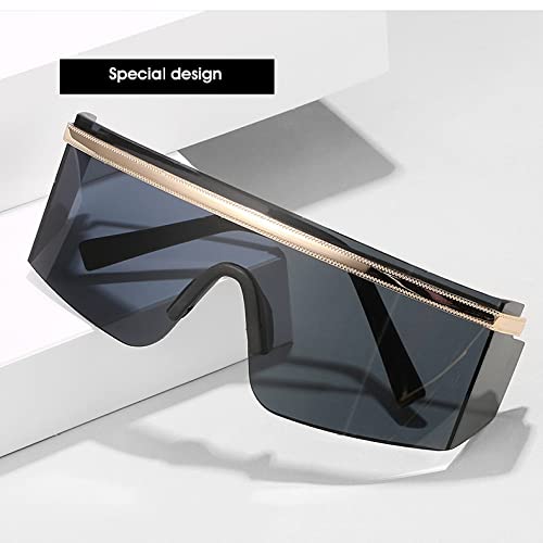 HMRGLMIE-Ladies Big Metal Frame Goggle Sunglasses Men Women One piece Mask Sunshade Oversized Female2