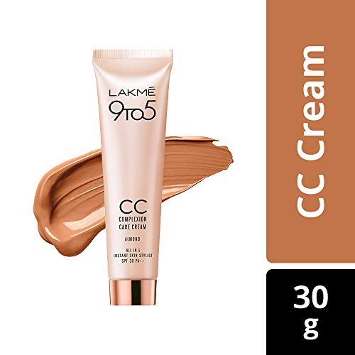 Image of LAKME Rose Face Powder With Natural Sunscreen For Oily Skin, Warm Pink, 40G & 9 To 5 Complexion Care Cc Face Cream Light Coverage, Almond, Conceals Dark Spots & Blemishes, 30G