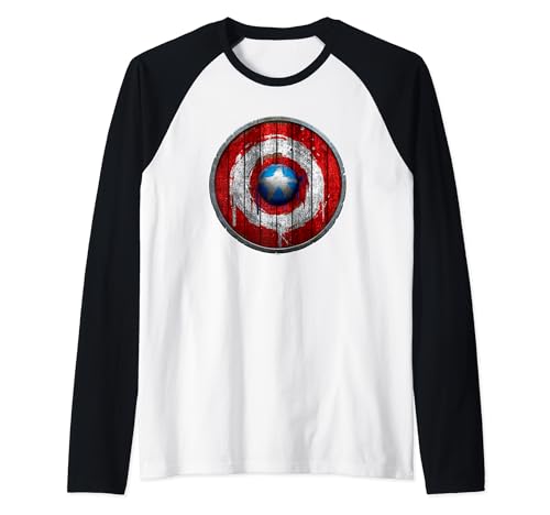 Captain America Wooden Shield Raglan Baseball Tee
