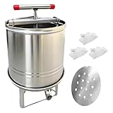 【Gran capacidad y alta eficiencia】: Extractor de prensa de miel con una gran capacidad y una estructura de pared de panal única, permite una producción de miel de 360 ​​grados, mejorando significativamente eficiencia de salida.