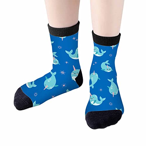 Image of Crew Socks for Woman Size 6-8 Tropical Wildlife Bright Teal Girls Socks