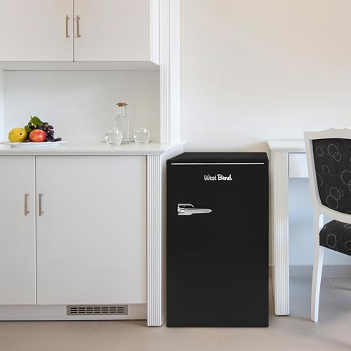 West Bend Mini Fridge for Bedroom, Office, Bar or College Dorm Room, Retro Compact Refrigerator features single door, removable glass shelves and adjustable temperature control, 3.0-Cu.Ft., Black by West Bend - Image 7