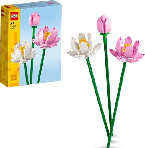 LEGO Botanicals Fiori di Loto - Set Fiori Finti da Costruire per Bambine e Bambini 8+ Anni, Bouquet da Esporre come Decorazione di Casa dalla Collezione Botanica - Idea Regalo per Donna o Uomo - 40647