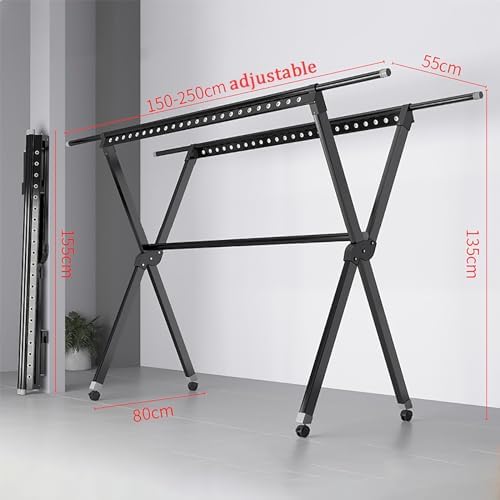 Foldable Space-Saving Clothes Rack Floor-Standing Clothes Rack Tripod,Clothes Drying Rack Tripod Portable Foldable Space Saving Laundry Drying Rack，Collapsible Adjustable Clothes Drying Rack