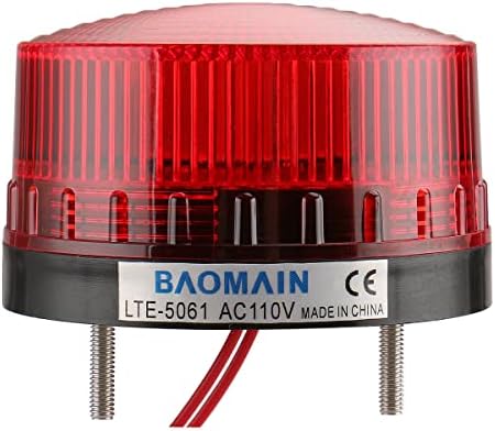 Baomain Industrial Signal Warning lamp Round Red Warning Light Blinking LTE-5061 AC 110V 3W