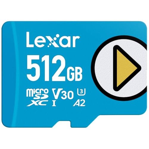 Lexar 512GB Play Blue Micro SD Card, UHS-I, C10, U3, V30, A2, 4K, Up to 160MB/s microSDXC Memory Card, Expanded Storage for Nintendo-Switch, Gaming Devices, Smartphones, Tablets (LMSPLBL512G-BNNNU)