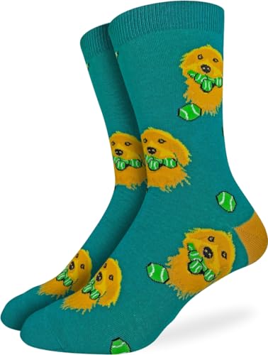 Good Luck Sock Mens Golden Retriever with Tennis Balls Socks Adult Shoe Size 7-12