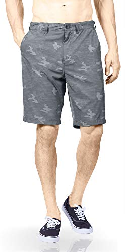 Visive Premium Hybrid Shorts Men Quick Dry Golf Stretch Board Shorts Swim Trunks Summer Big Men Green Camo - 332