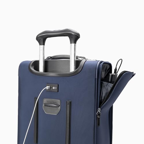 Image of Travelpro Platinum Elite Softside Expandable Luggage, 8 Wheel Spinner Suitcase, TSA Lock, Men and Women, Dark Blue, 2-Piece Set (21 /25)