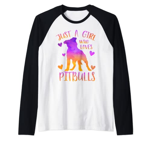 Just a Girl Who Loves Pitbulls - Carino Pitbull amante del cane Maglia con Maniche Raglan