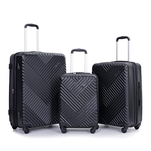Tripcomp Expandable Luggage Sets, Pc Hardshell Spinner Suitcase Sets With Tsa Lock, 3 Piece Set(20/24/28)(Black) #TOP17