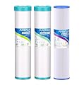 PUREPLUS 4.5"x 20" 3-Stage Whole House Water Filter Cartridge Combo Kit with Pleated Sediment, Iron & Manganese Reduce, and Granular Activated Carbon Filter - 5 Micron Water Filtration Replacement Kit