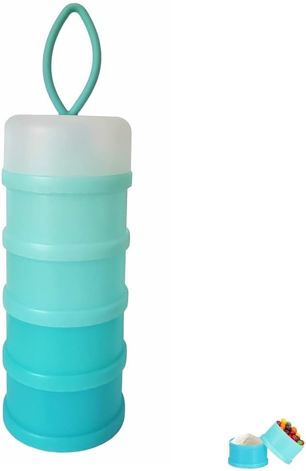 MATSON Formula Dispenser, Non-Spill Stackable Baby Snack Storage Container, 4 Layers Baby Milk Powder Stackable, Formula Container for Travel, BPA Free (Blue)