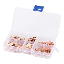 110 pcs 6 Kinds Copper Washers Set with Case 1/4" 5/16" 3/8" 7/16" 1/2" Gasket Sealing Ring Assortment Kit