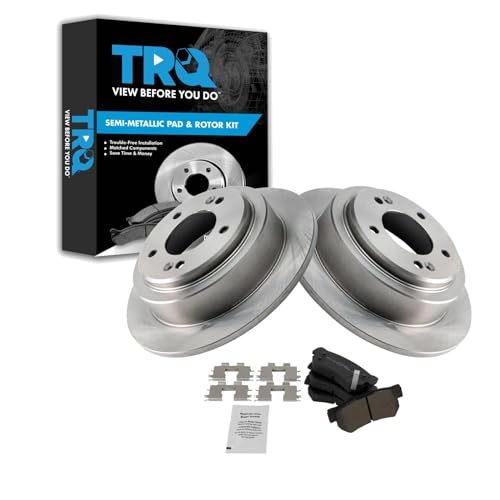 Image of TRQ Rear Brake Pad and Rotor Set Semi Metallic Rotors Compatible with 2004-2006 Kia Amanti