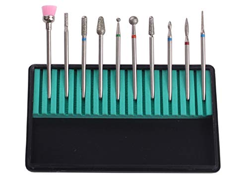 MZCMSL 10pcs Russian Cuticle Drill Bits,Safety Diamond Nail Bit,3/32 Shank efile Cuticle Bit Set with Case