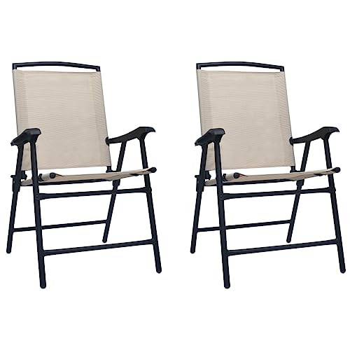 Lauuoeriau Furniture Item Home - Sillas de jardín plegables (2 piezas, Texilene), color crema