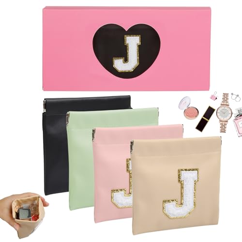 4 PCS Small Initial Makeup Bag for Purse Mini Portable Cosmetic B...