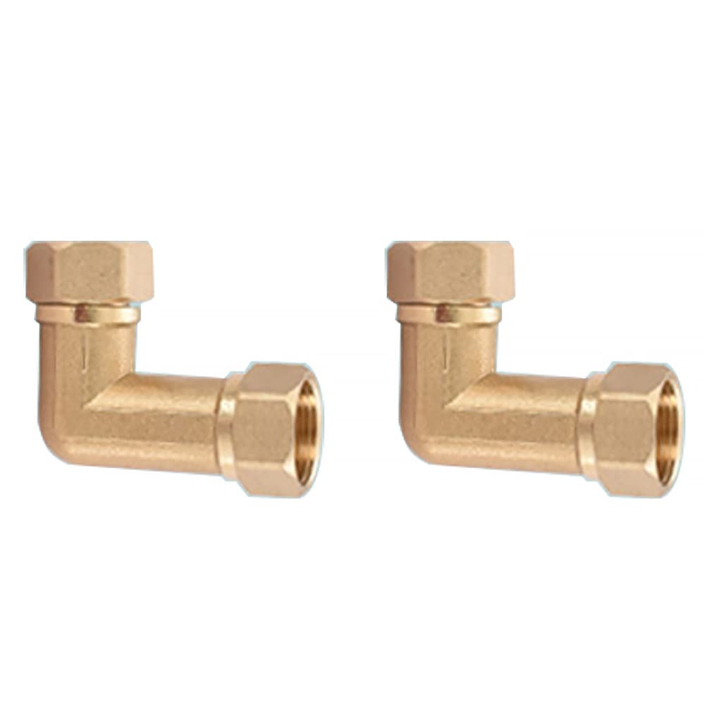 2PCS 3/4" Female Thread Double Union Elbow Brass Pipe Fittings for Heating and Drinking Water Systems Double Nipples with Thread Quick Connect