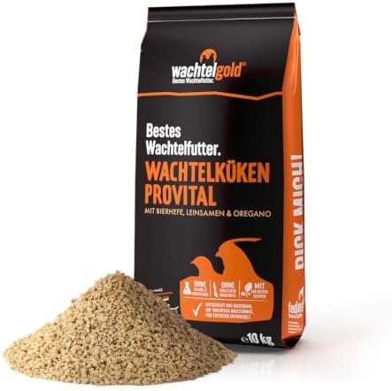 wachtelgold Kükenfutter ProVital 10kg für Wachtelküken ab Tag 1 | Mit Leinsaat, Bierhefe & Oregano – Aufzuchtfutter für Wachtelküken für Wachstum, Vitalität & starke Entwicklung