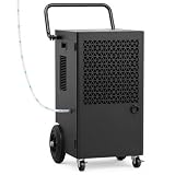 Kalopsia Industriel Déshumidificateur d'Air Électrique: 120L/Jour Couvre 300m²/600m³ avec Pompe de Relevage 24Hr Minuterie Pour Cave/Bureau/Garage/Cuisine/Salle de Bain