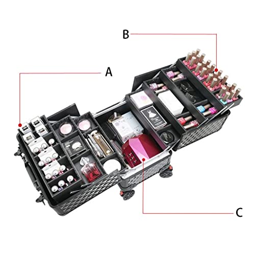 Image of Large Capacity Travel Luggage Cosmetic Storage Tool Box Beauty Trolley Case Rolling Bag
