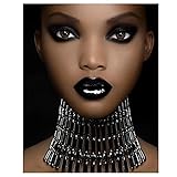 Generic 5D Diamond Painting Kits Sexy Beauty African Woman Girl Paint with Full Drill Round Diamond Art Crystal Gems Cross Stitch for Decompression and Wall Decoration 30x40cm(BLK24)