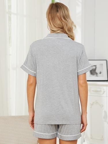 Image of Womens Pajama Sets Short Sleeve Sleepwear Soft Button Down Nightwear Lounge Pj Set XS-XXL