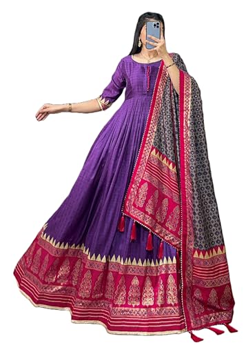 Tissu de soie Tussar pour coudre un Lehenga traditionnel Navratri Wear 13609