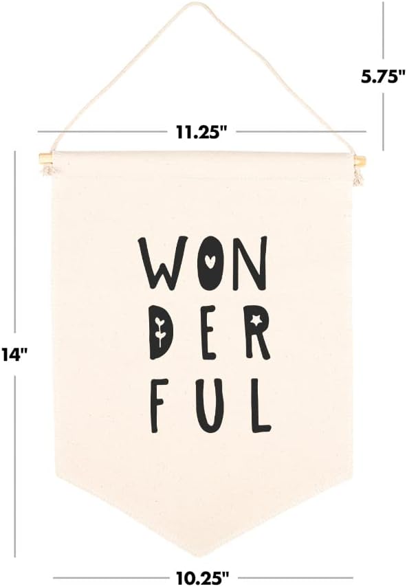 Andaz Press Hanging Wall Canvas Banner, Wonderful Canvas Tapestry Wall Hanging Banner for Baby Girl, Baby Boy, Kids Canvas Nursery Wall Decoration Banner, Pennant Flag Wall Art Decor, 1-Pack