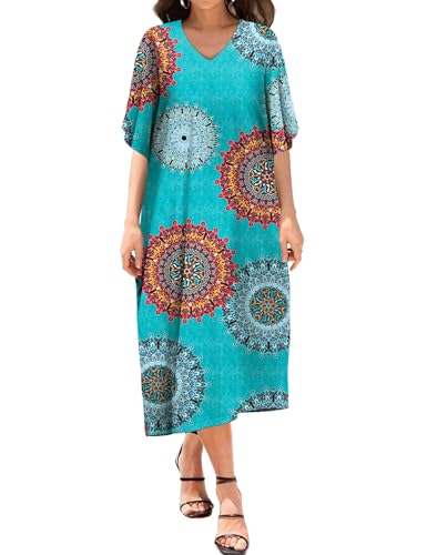 Image of Bloggerlove Women's Caftan Nightgown with Pockets, Long House Dress