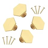 Set di manopole per armadietto: include 4 manopole in ottone a forma esagonale dorata con 8 viti (4 viti da 25 mm e 4 viti da 35 mm), che possono soddisfare più esigenze.Dimensioni: circa 30x21 mm.