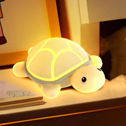 AoLa Lampka nocna dla dzieci z żółwiem, Urocze lampki nocne z żółwiem wykonane z silikonu, LED z 7 kolorami ładowalnej lampki nocnej Dotykowa lampka do karmienia niemowląt Lampka nocna z akumulatorem