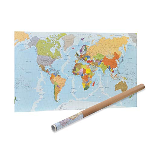 Mapa Mundi Plastificado 83 x 138 cm.