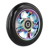 100Mm Pro Stunt Scooter Wheels Aluminum Alloy Hub With PU Outer Tire And High Carbon Steel Bearings, Replacement Wheel For Freestyle And Scooters
