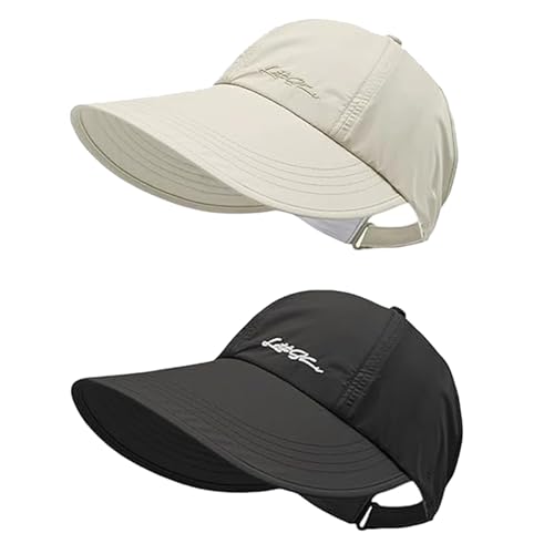 2 Pack UPF Sun Protection Baseball Hat for Men and Women Adjustable Wide Brim Solar Guard Sun Cap Lightweight (I)