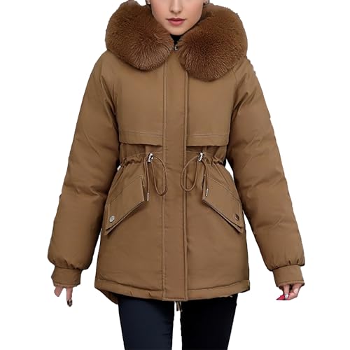 Parka d'hiver courte pour femme veste bouffante à capuche doudoune