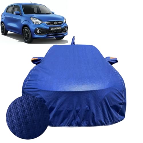 Image of Car Cover For Maruti Suzuki Celerio (2022-2026)| 100% Waterproof Cover with Antenna & REFLECTIVE Mirror Pockets | Dustproof, Scratchproof, Heatproof Celerio Car Cover |Soft Cotton Lining|BLUE