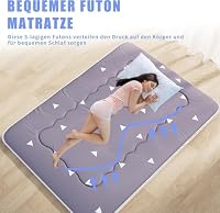 Kiseely Japanische Futon-Matratze, Faltbare Tatami-Matte, tragbare Schlafunterlage mit Tasche und Gurt, Bodenmatratze, verdickte Schlafmatratze, Camping-Matratze (Grau YU1,150X200cm) – Ansicht 4