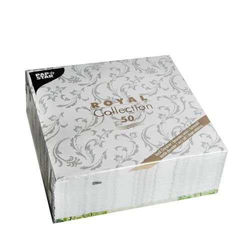 '250 Serviettes "ROYAL Collection" pliage 1/4 40 cm x 40 cm gris "damascato 85005 PAPSTAR qualité premium aspect tissu haute qualité Stable Bonne faltbarkeit