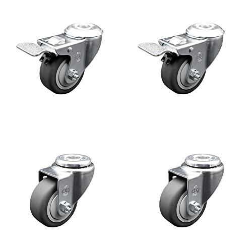 491932 Festool 3 Inch Caster Set - Light Duty Replacement – Thermoplastic Rubber Wheel - Includes 2 Swivel Casters & 2 Swivel Casters with Brakes - Service Caster Brand