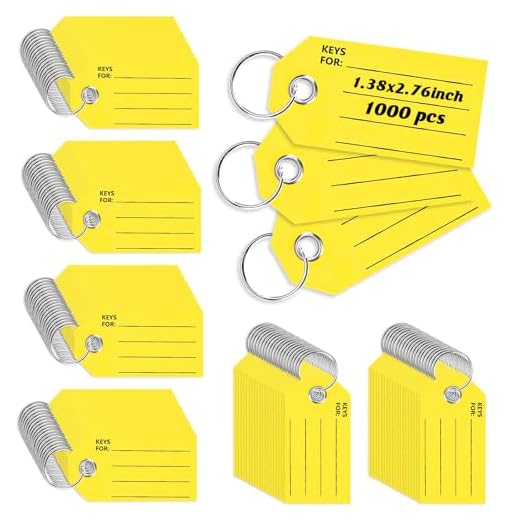 1000 Pack Yellow Key Tags for Identification