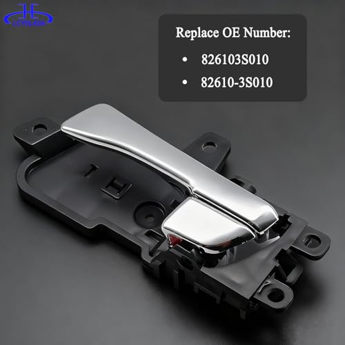 Image of Front or Rear Left Driver Side Interior Inside Chrome Door Handle Fits Compatible with Hyundai Sonata 2011-2015, Replaces OE# 826103S010, 82610-3S010