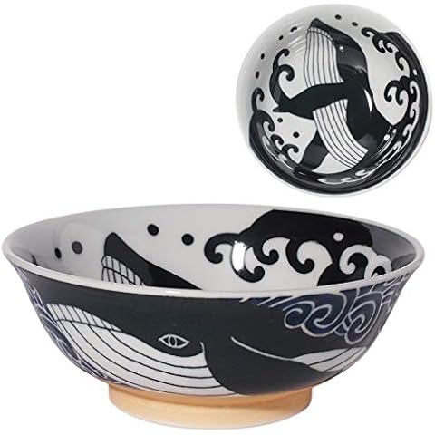 Large Mino-Yaki Ramen Bowl, Whale Design Cover