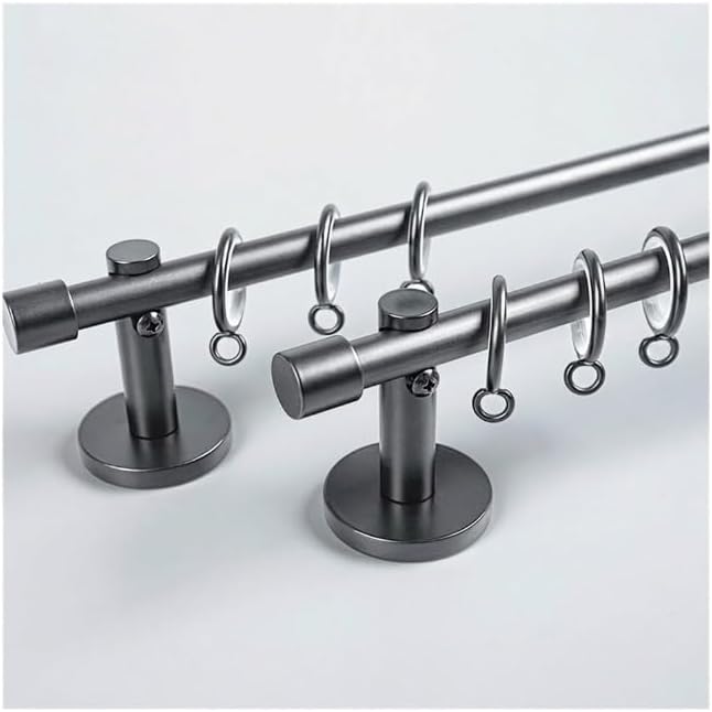 Premium Modern Minimalist Curtain Rod Set, Heavy Duty Manganese Steel Window Drapery Rods With Silent Glide Clip Rings, For Kitchen Bathroom And Bedroom Wall (Brushed)(Black/A,220cm(7.2ft))